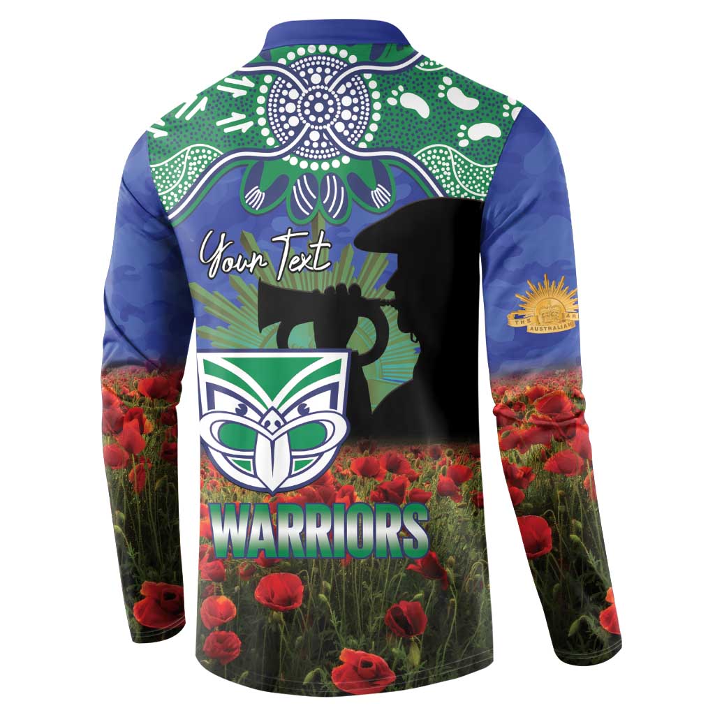 Personalised NZ Warriors Rugby ANZAC Day Button Sweatshirt Last Post Poppy We Will Remember Them