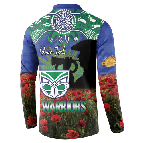 Personalised NZ Warriors Rugby ANZAC Day Button Sweatshirt Last Post Poppy We Will Remember Them