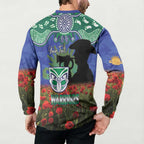 Personalised NZ Warriors Rugby ANZAC Day Button Sweatshirt Last Post Poppy We Will Remember Them