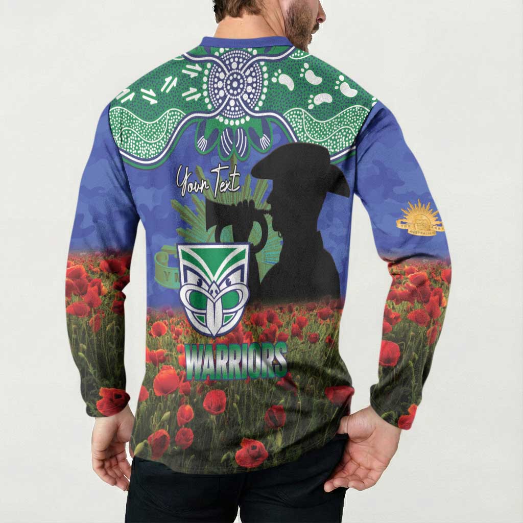 Personalised NZ Warriors Rugby ANZAC Day Button Sweatshirt Last Post Poppy We Will Remember Them
