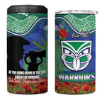 Personalised NZ Warriors Rugby ANZAC Day 4 in 1 Can Cooler Tumbler Last Post Poppy We Will Remember Them