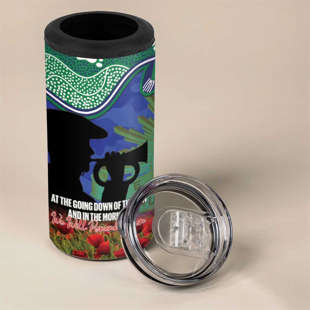 Personalised NZ Warriors Rugby ANZAC Day 4 in 1 Can Cooler Tumbler Last Post Poppy We Will Remember Them