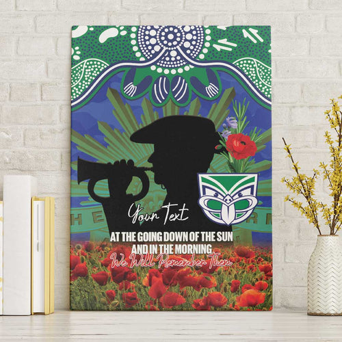 Personalised NZ Warriors Rugby ANZAC Day Canvas Wall Art Last Post Poppy We Will Remember Them
