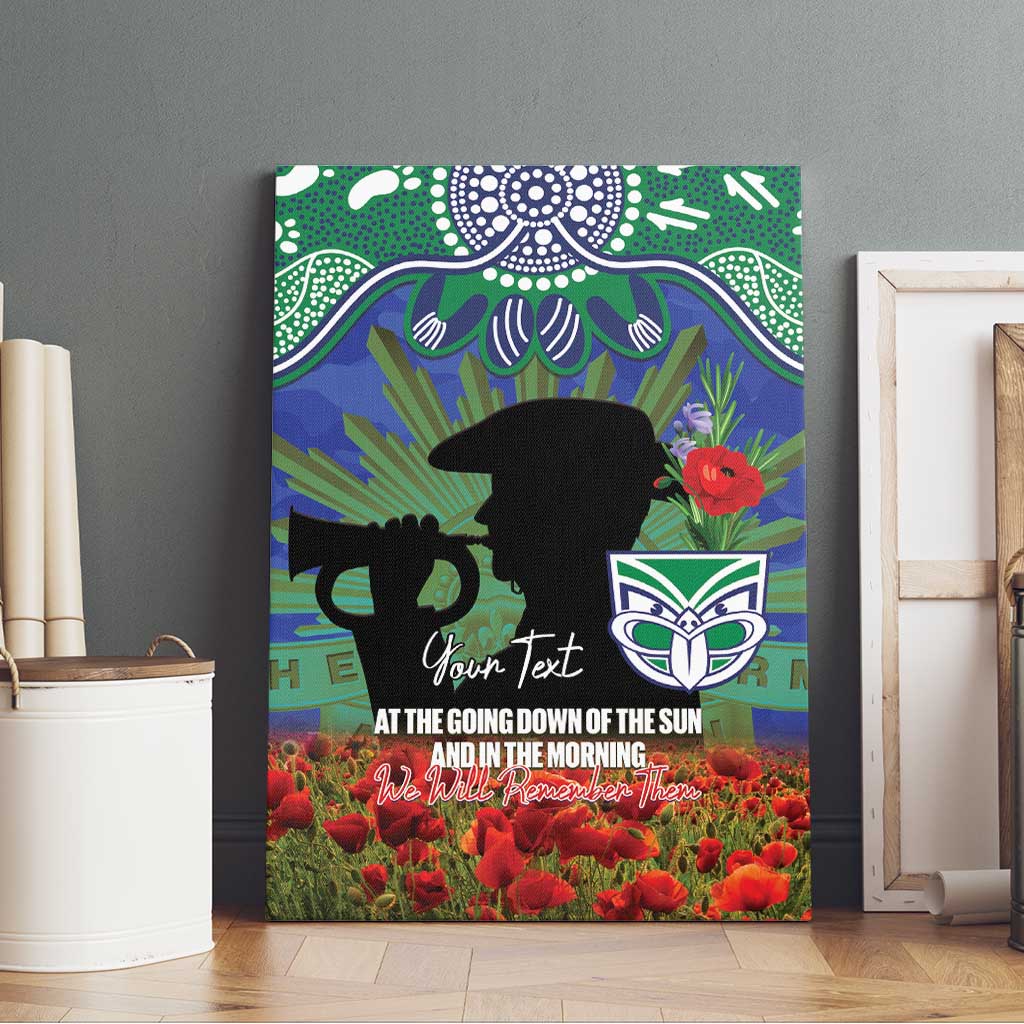 Personalised NZ Warriors Rugby ANZAC Day Canvas Wall Art Last Post Poppy We Will Remember Them