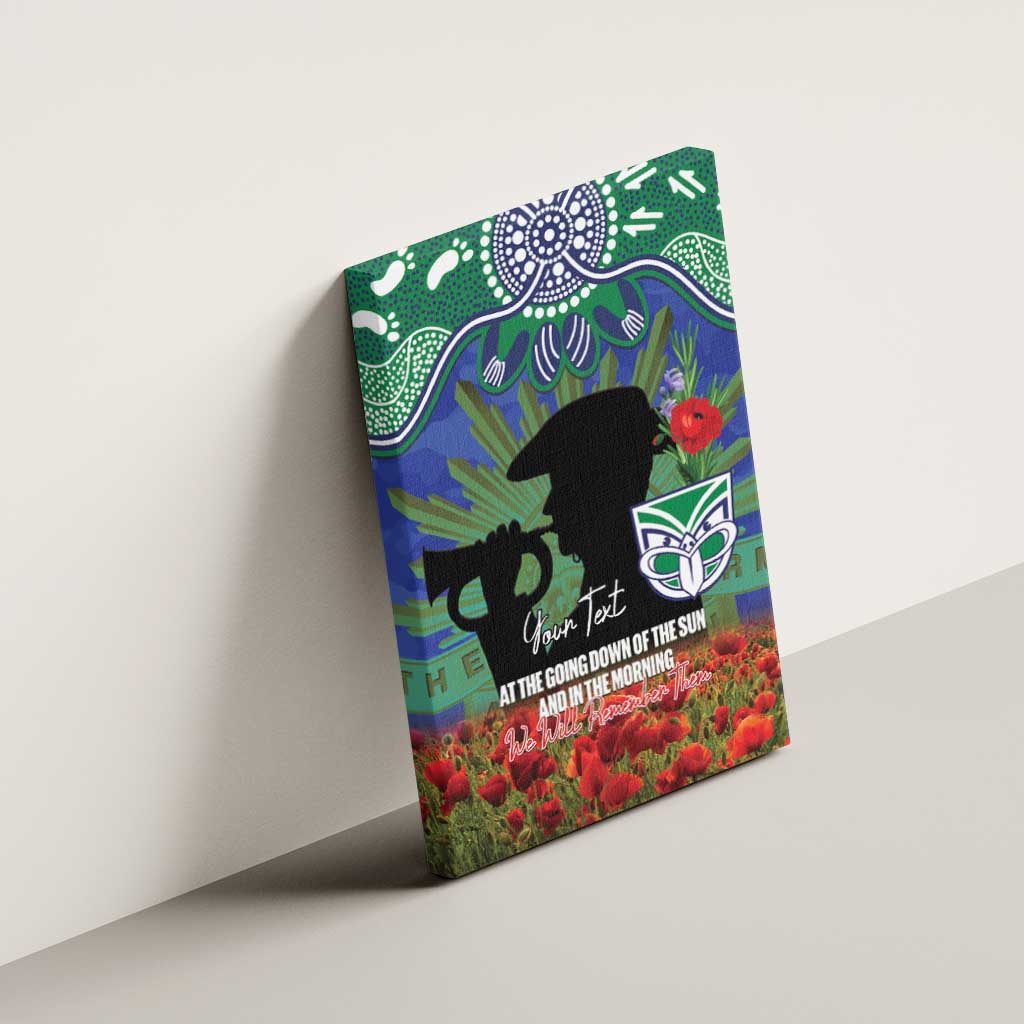 Personalised NZ Warriors Rugby ANZAC Day Canvas Wall Art Last Post Poppy We Will Remember Them