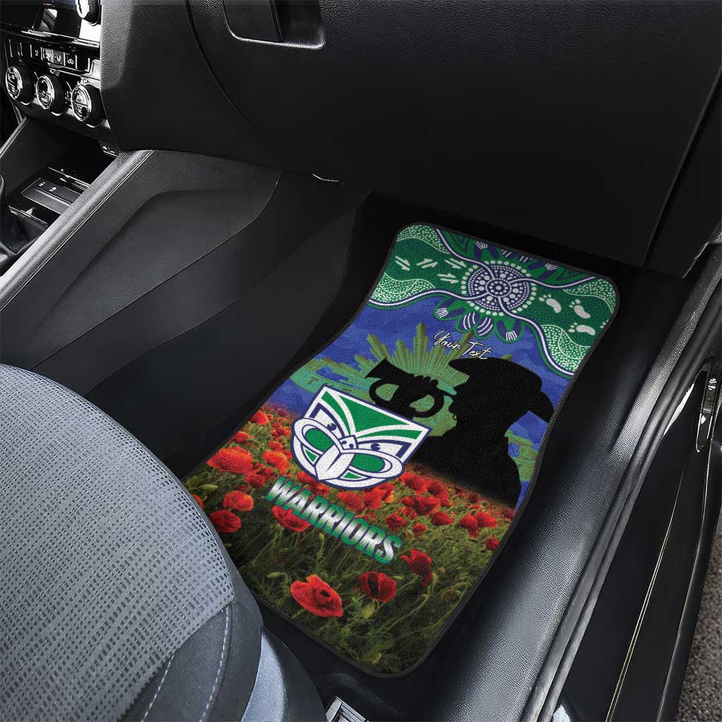 Personalised NZ Warriors Rugby ANZAC Day Car Mats Last Post Poppy We Will Remember Them