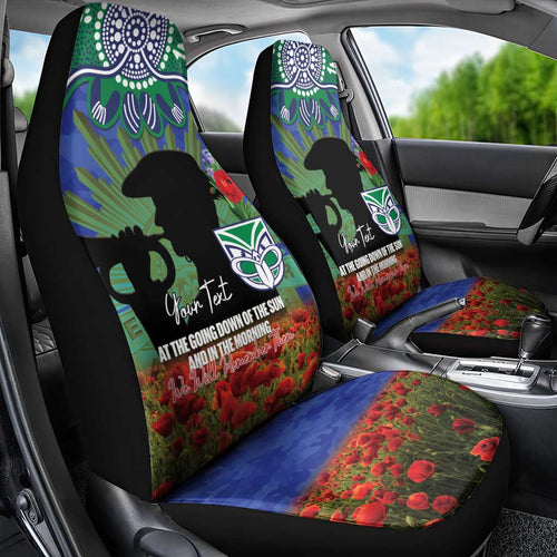Personalised NZ Warriors Rugby ANZAC Day Car Seat Cover Last Post Poppy We Will Remember Them