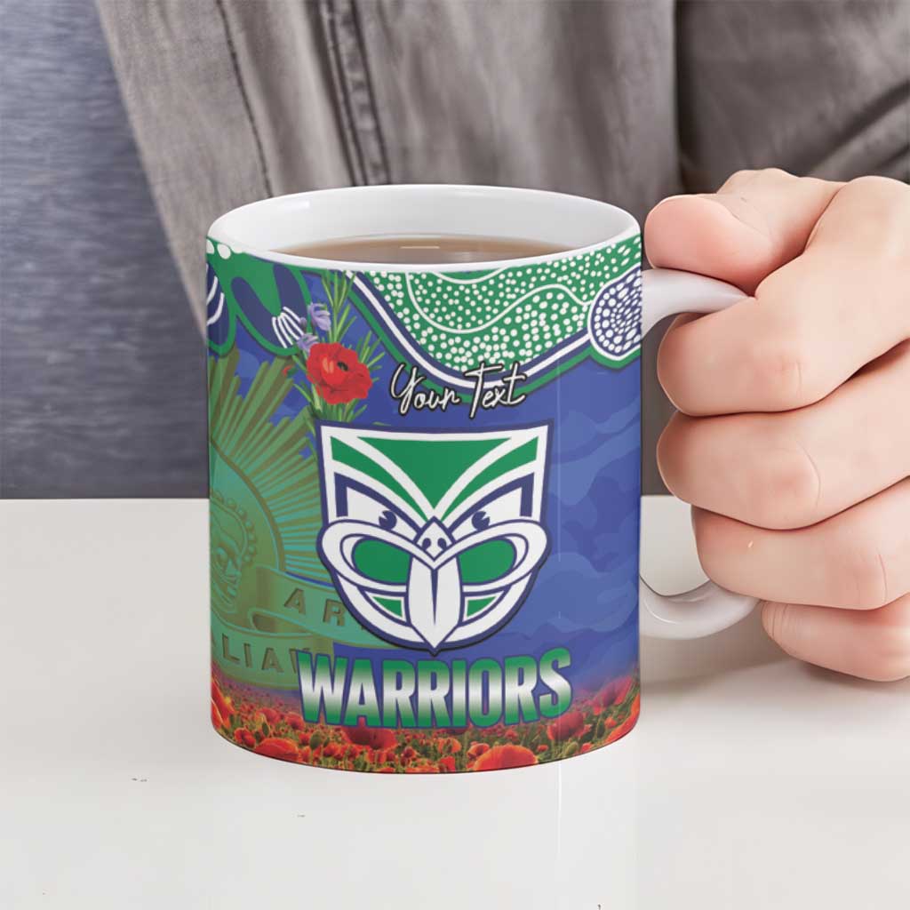 Personalised NZ Warriors Rugby ANZAC Day Ceramic Mug Last Post Poppy We Will Remember Them