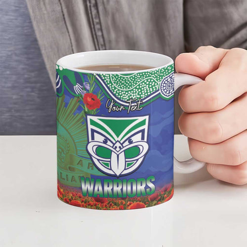 Personalised NZ Warriors Rugby ANZAC Day Ceramic Mug Last Post Poppy We Will Remember Them