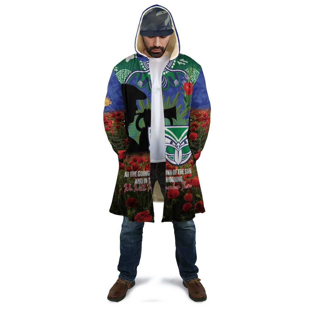Personalised NZ Warriors Rugby ANZAC Day Cloak Last Post Poppy We Will Remember Them