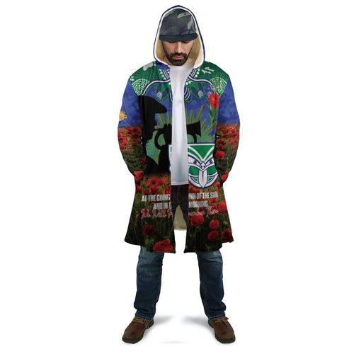 Personalised NZ Warriors Rugby ANZAC Day Cloak Last Post Poppy We Will Remember Them