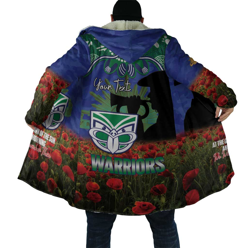Personalised NZ Warriors Rugby ANZAC Day Cloak Last Post Poppy We Will Remember Them