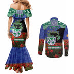 Personalised NZ Warriors Rugby ANZAC Day Couples Matching Mermaid Dress and Long Sleeve Button Shirt Last Post Poppy We Will Remember Them
