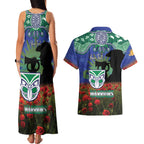 Personalised NZ Warriors Rugby ANZAC Day Couples Matching Tank Maxi Dress and Hawaiian Shirt Last Post Poppy We Will Remember Them