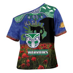 Personalised NZ Warriors Rugby ANZAC Day Cross Shoulder Shirt Last Post Poppy We Will Remember Them