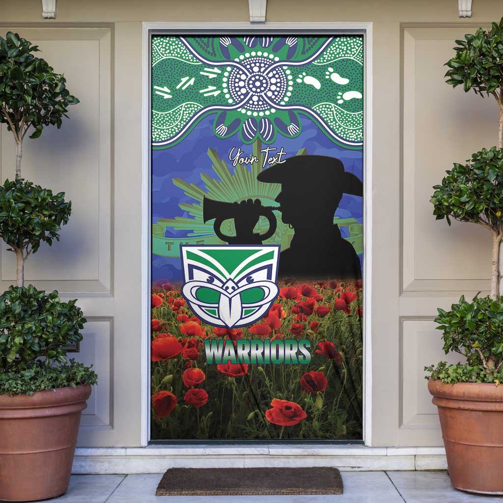 Personalised NZ Warriors Rugby ANZAC Day Door Cover Last Post Poppy We Will Remember Them