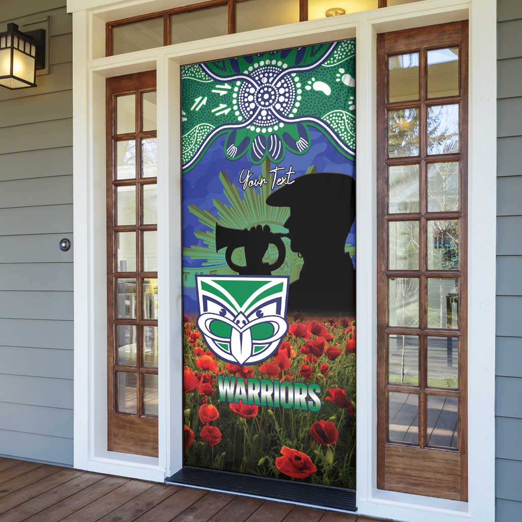Personalised NZ Warriors Rugby ANZAC Day Door Cover Last Post Poppy We Will Remember Them