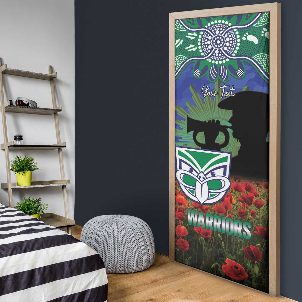 Personalised NZ Warriors Rugby ANZAC Day Door Cover Last Post Poppy We Will Remember Them