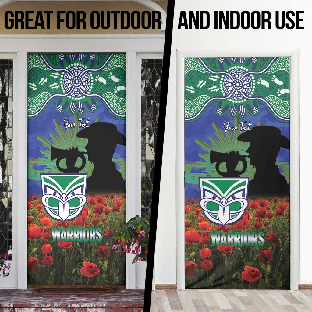 Personalised NZ Warriors Rugby ANZAC Day Door Cover Last Post Poppy We Will Remember Them