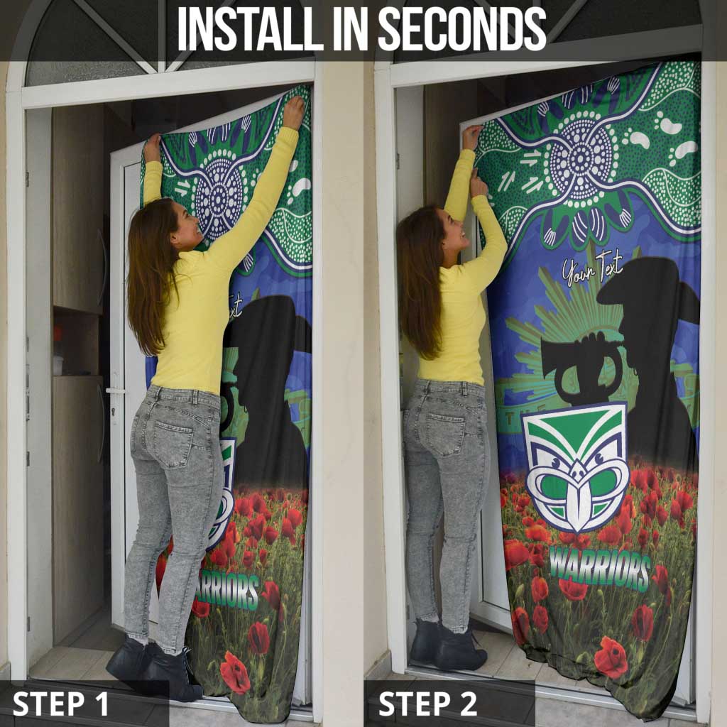 Personalised NZ Warriors Rugby ANZAC Day Door Cover Last Post Poppy We Will Remember Them