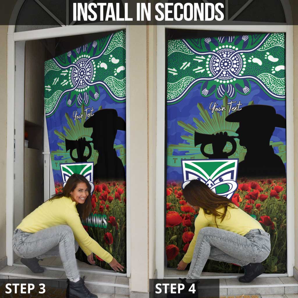 Personalised NZ Warriors Rugby ANZAC Day Door Cover Last Post Poppy We Will Remember Them