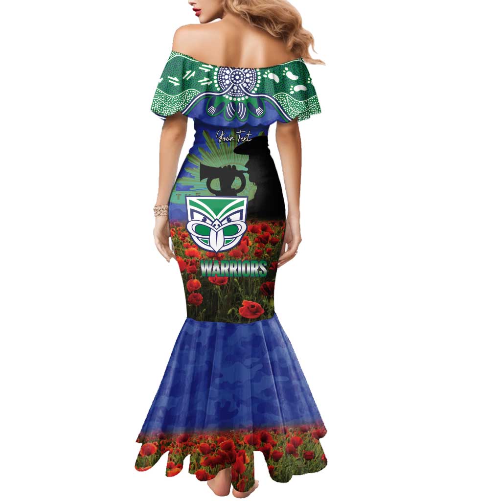Personalised NZ Warriors Rugby ANZAC Day Family Matching Mermaid Dress and Hawaiian Shirt Last Post Poppy We Will Remember Them