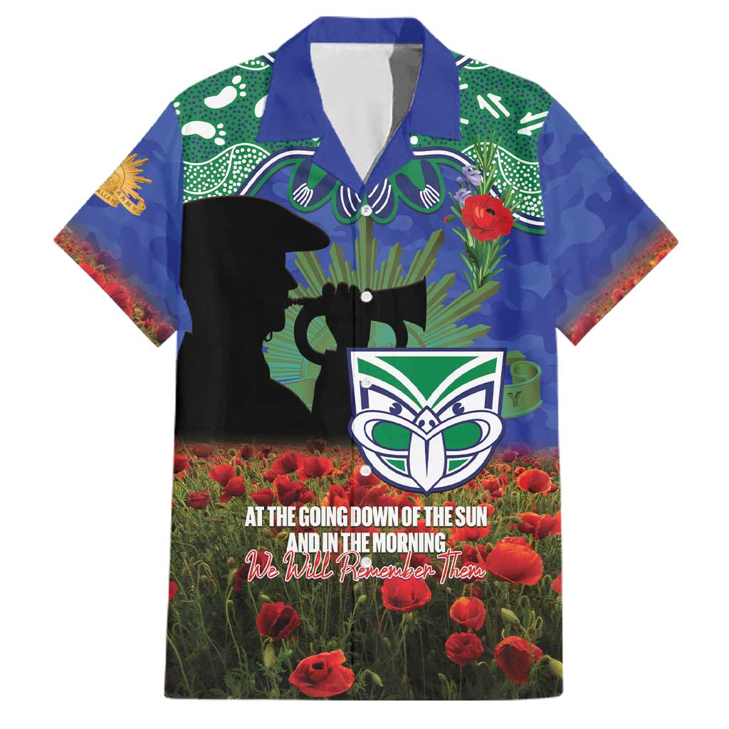 Personalised NZ Warriors Rugby ANZAC Day Family Matching Off Shoulder Maxi Dress and Hawaiian Shirt Last Post Poppy We Will Remember Them