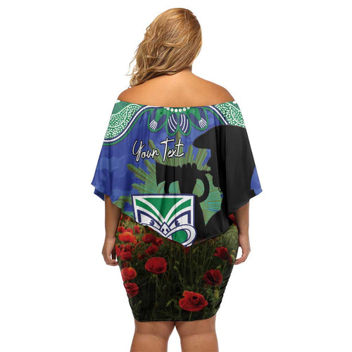 Personalised NZ Warriors Rugby ANZAC Day Family Matching Off Shoulder Short Dress and Hawaiian Shirt Last Post Poppy We Will Remember Them