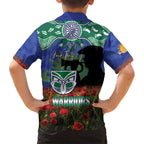 Personalised NZ Warriors Rugby ANZAC Day Family Matching Puletasi and Hawaiian Shirt Last Post Poppy We Will Remember Them