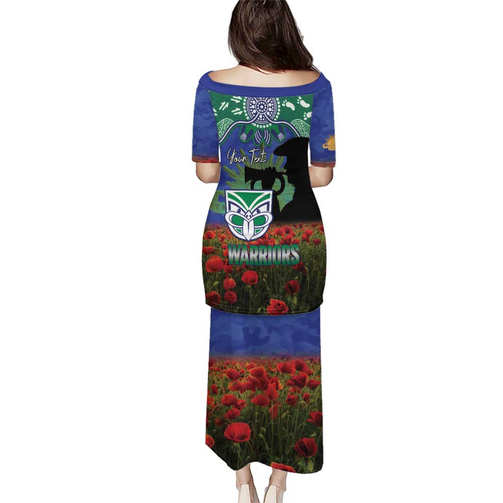 Personalised NZ Warriors Rugby ANZAC Day Family Matching Puletasi and Hawaiian Shirt Last Post Poppy We Will Remember Them