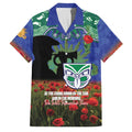 Personalised NZ Warriors Rugby ANZAC Day Family Matching Short Sleeve Bodycon Dress and Hawaiian Shirt Last Post Poppy We Will Remember Them