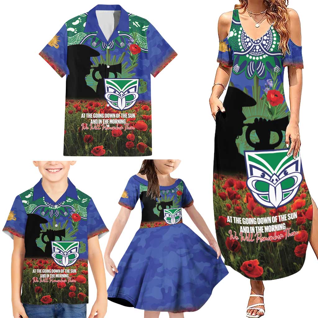 Personalised NZ Warriors Rugby ANZAC Day Family Matching Summer Maxi Dress and Hawaiian Shirt Last Post Poppy We Will Remember Them