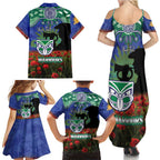 Personalised NZ Warriors Rugby ANZAC Day Family Matching Summer Maxi Dress and Hawaiian Shirt Last Post Poppy We Will Remember Them