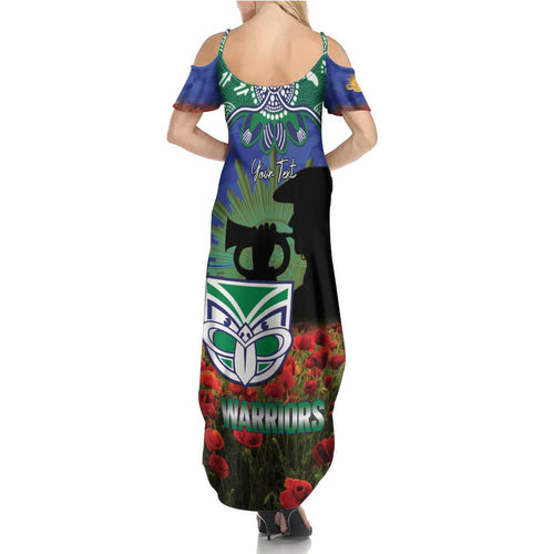 Personalised NZ Warriors Rugby ANZAC Day Family Matching Summer Maxi Dress and Hawaiian Shirt Last Post Poppy We Will Remember Them