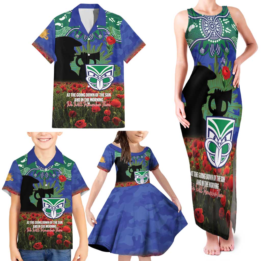 Personalised NZ Warriors Rugby ANZAC Day Family Matching Tank Maxi Dress and Hawaiian Shirt Last Post Poppy We Will Remember Them