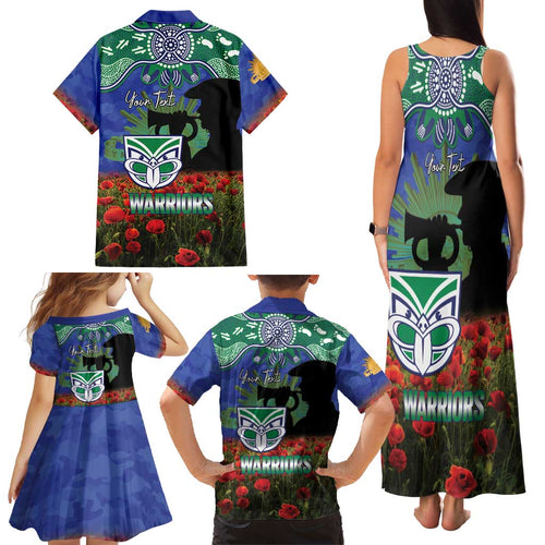 Personalised NZ Warriors Rugby ANZAC Day Family Matching Tank Maxi Dress and Hawaiian Shirt Last Post Poppy We Will Remember Them