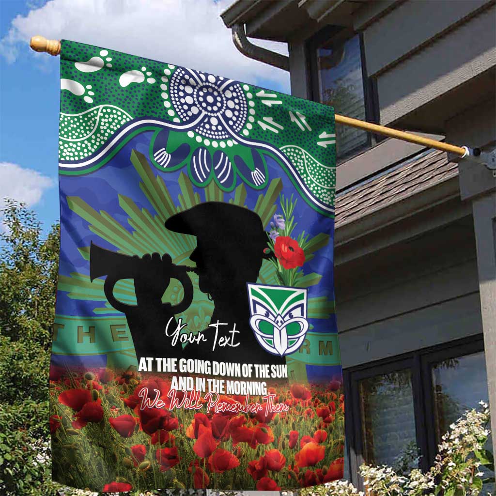 Personalised NZ Warriors Rugby ANZAC Day Garden Flag Last Post Poppy We Will Remember Them