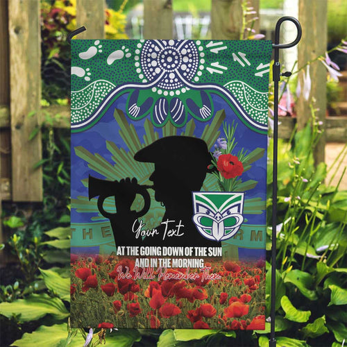 Personalised NZ Warriors Rugby ANZAC Day Garden Flag Last Post Poppy We Will Remember Them