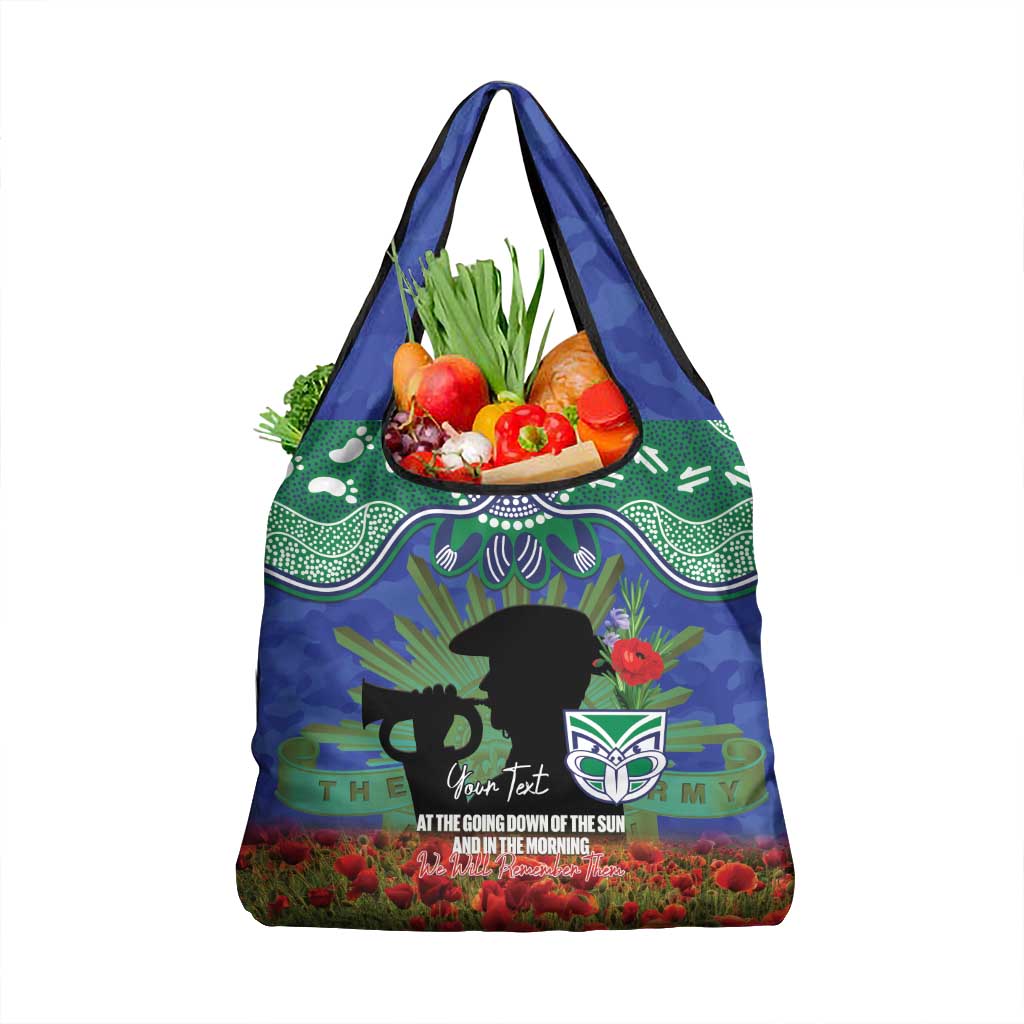 Personalised NZ Warriors Rugby ANZAC Day Grocery Bag Last Post Poppy We Will Remember Them