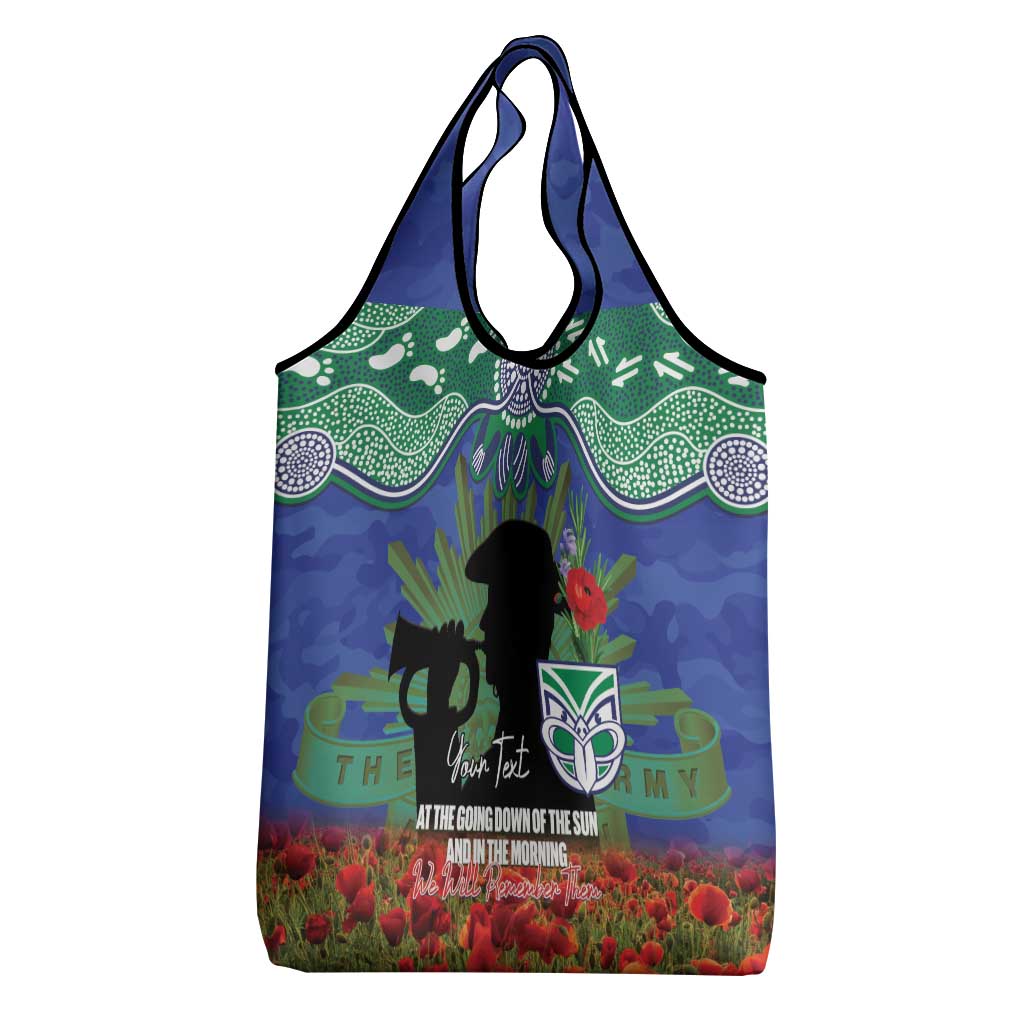 Personalised NZ Warriors Rugby ANZAC Day Grocery Bag Last Post Poppy We Will Remember Them