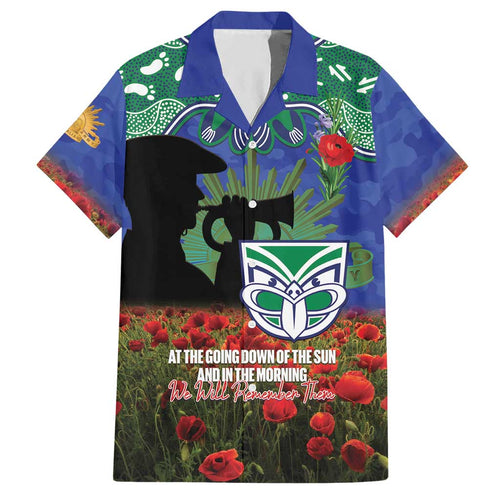 Personalised NZ Warriors Rugby ANZAC Day Hawaiian Shirt Last Post Poppy We Will Remember Them