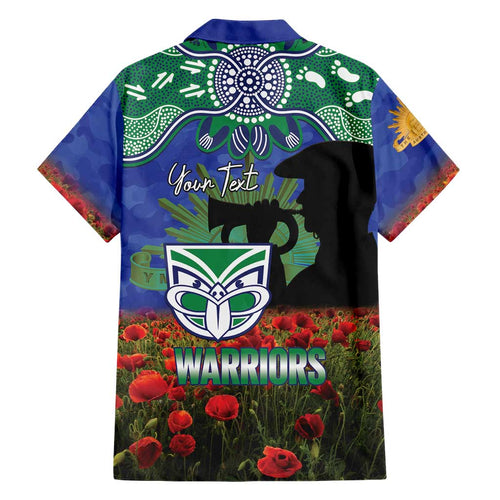 Personalised NZ Warriors Rugby ANZAC Day Hawaiian Shirt Last Post Poppy We Will Remember Them