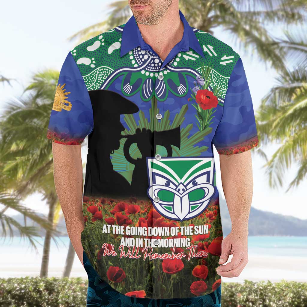 Personalised NZ Warriors Rugby ANZAC Day Hawaiian Shirt Last Post Poppy We Will Remember Them
