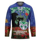 Personalised NZ Warriors Rugby ANZAC Day Hockey Jersey Last Post Poppy We Will Remember Them