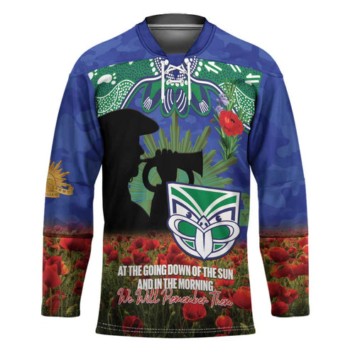 Personalised NZ Warriors Rugby ANZAC Day Hockey Jersey Last Post Poppy We Will Remember Them