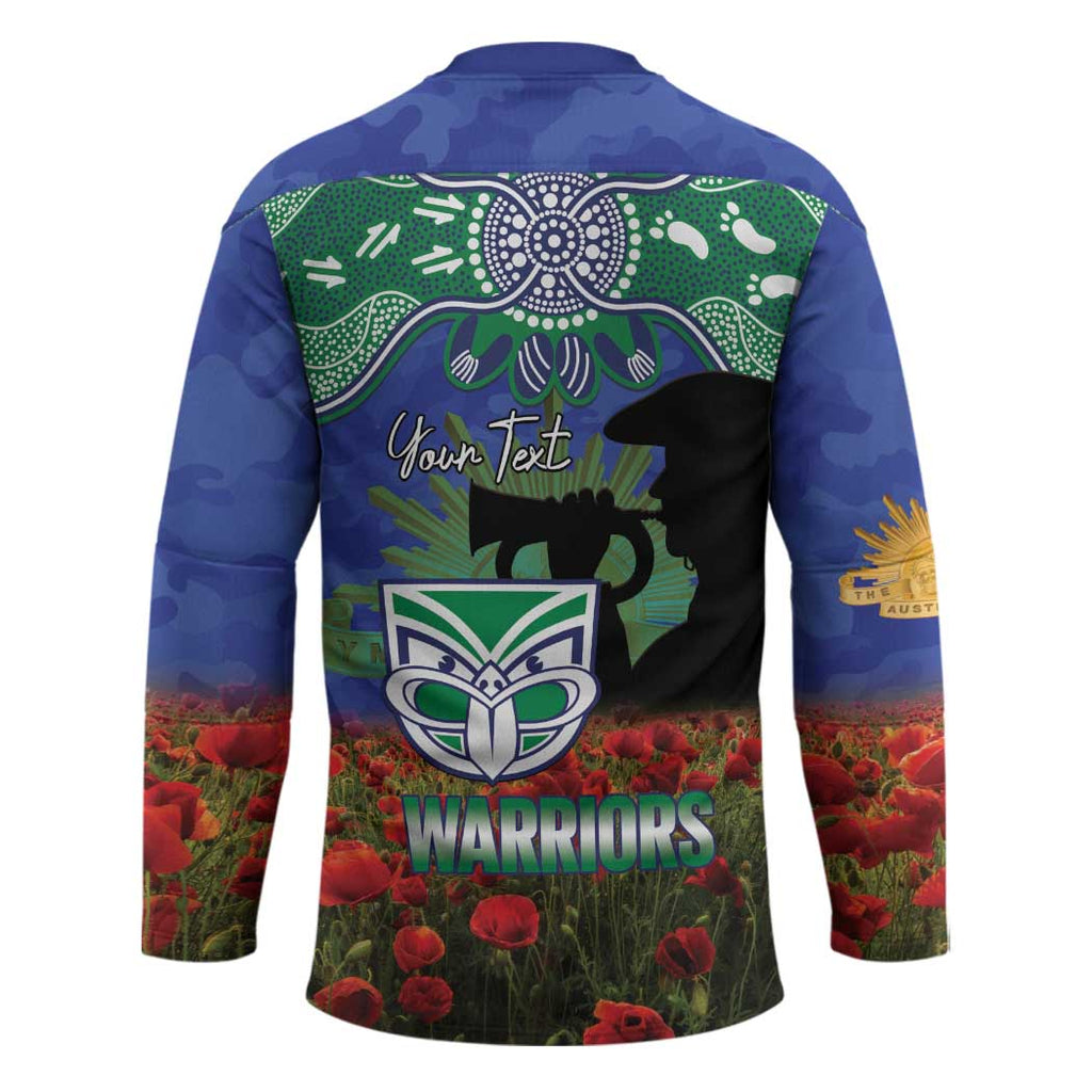 Personalised NZ Warriors Rugby ANZAC Day Hockey Jersey Last Post Poppy We Will Remember Them