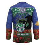 Personalised NZ Warriors Rugby ANZAC Day Hockey Jersey Last Post Poppy We Will Remember Them