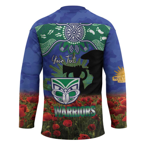 Personalised NZ Warriors Rugby ANZAC Day Hockey Jersey Last Post Poppy We Will Remember Them
