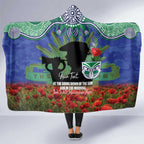 Personalised NZ Warriors Rugby ANZAC Day Hooded Blanket Last Post Poppy We Will Remember Them