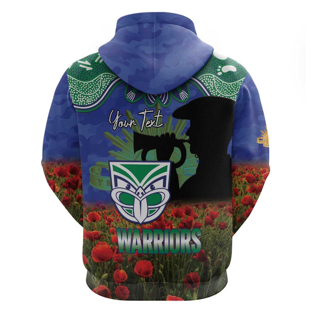 Personalised NZ Warriors Rugby ANZAC Day Hoodie Last Post Poppy We Will Remember Them